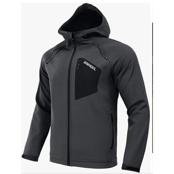 Rodeel Men's Softshell Front-zip Jacket Fleece Lined Windproof - Picture 1 of 6